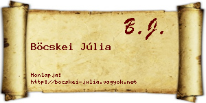 Böcskei Júlia névjegykártya